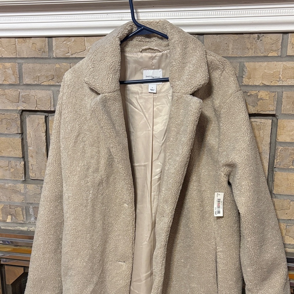 Daily Ritual Signature Tan Teddy Jacket